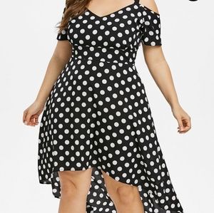 Black And White High Low Polka Dot Dress